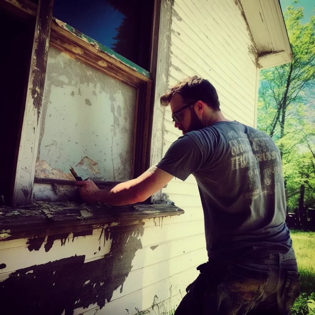 Scraping Lead Paint Off of a House