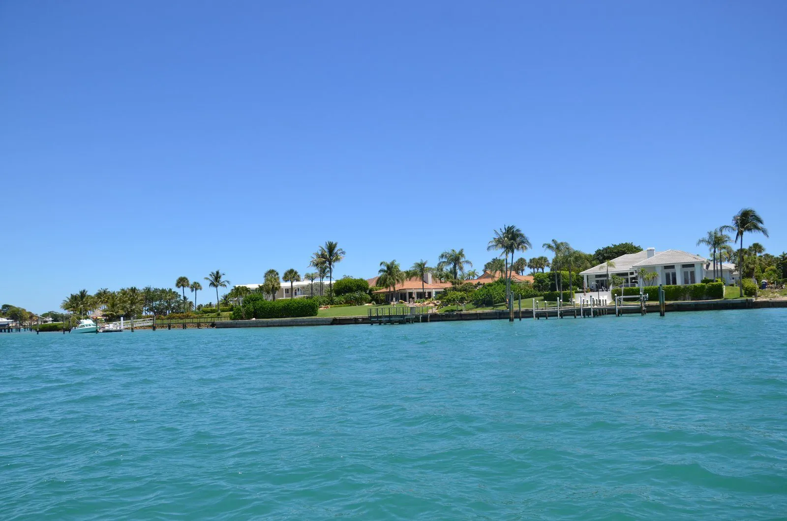 Waterfront homes seen from the water