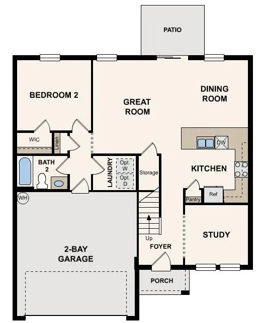 First story floor plan for 205 River Hill Drive