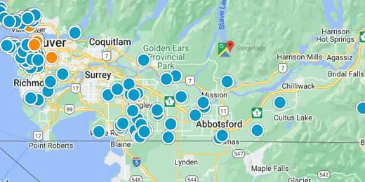 Lower Mainland and Fraser Valley Real Estate Map Search