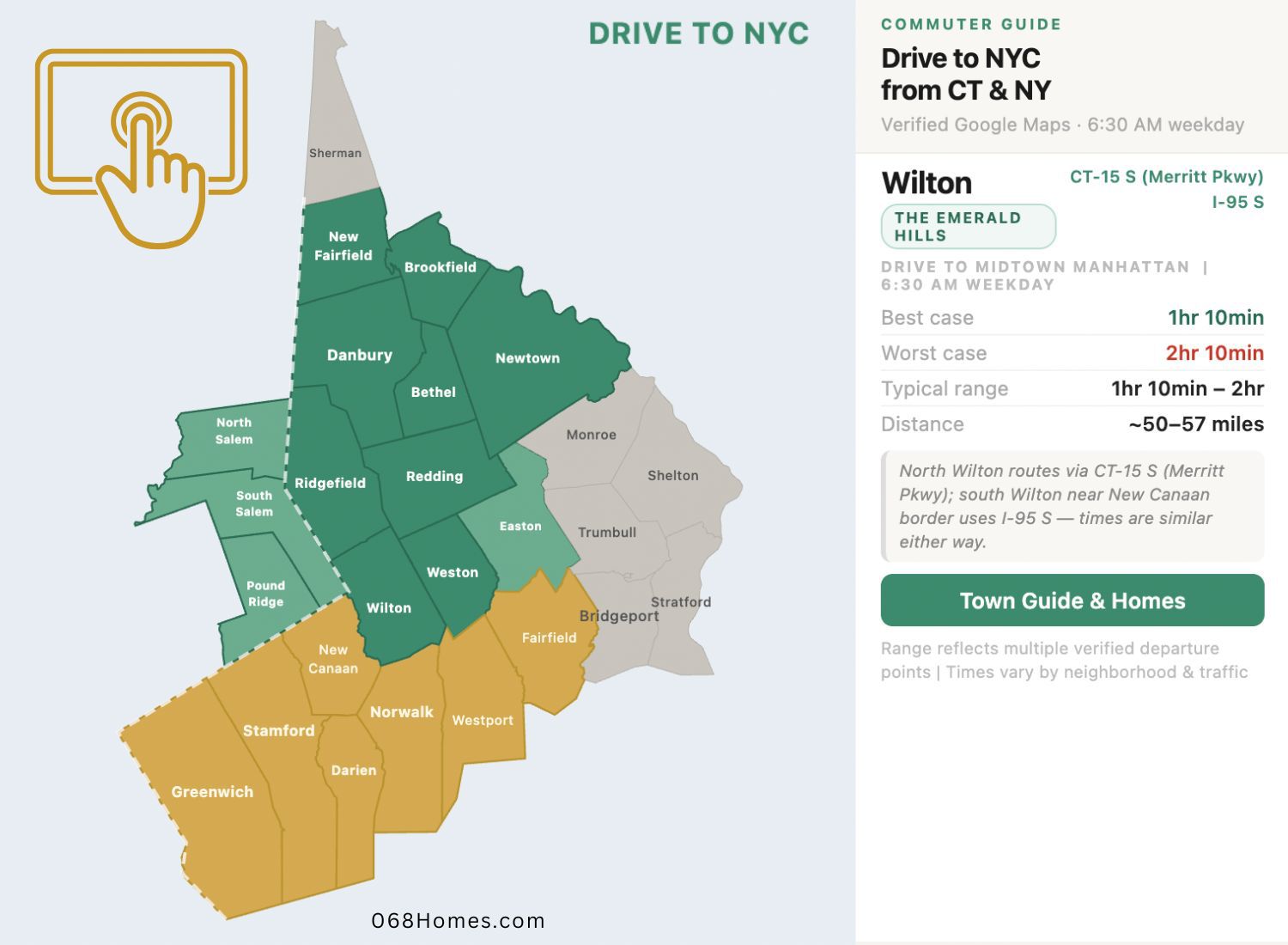 Drive to NYC commute times map
