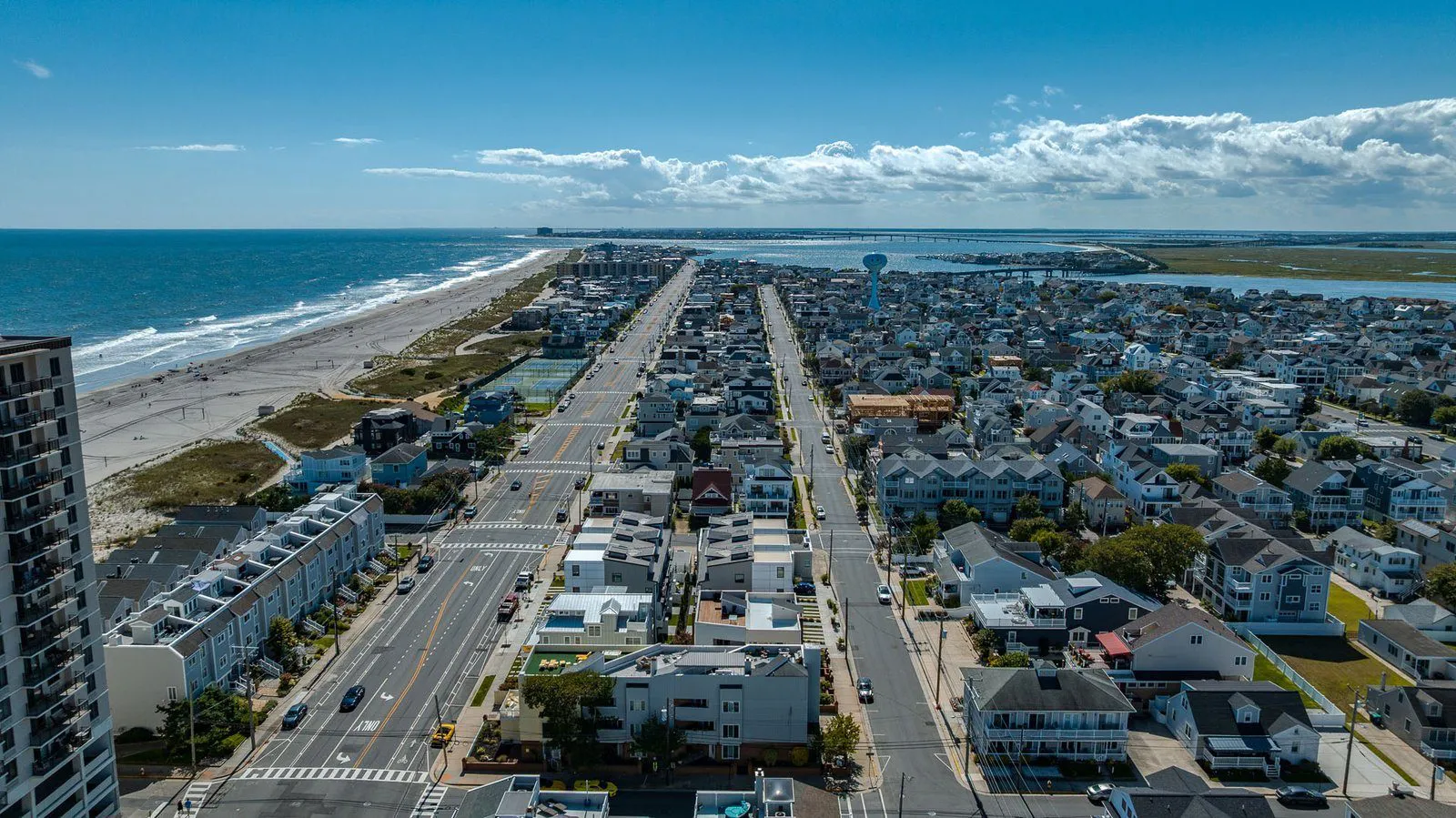 The beach and homes of Margate and Longport, New Jersey, from above
