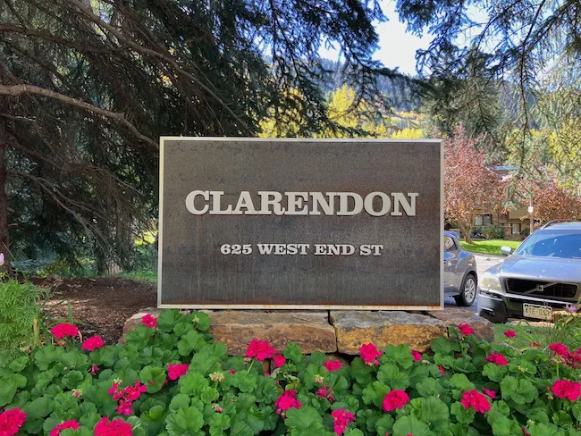 Clarendon Condos Sign in Aspen