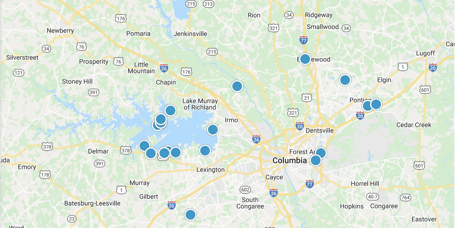 Columbia, Chapin, Lake Murray Interactive Real Estate Map Search