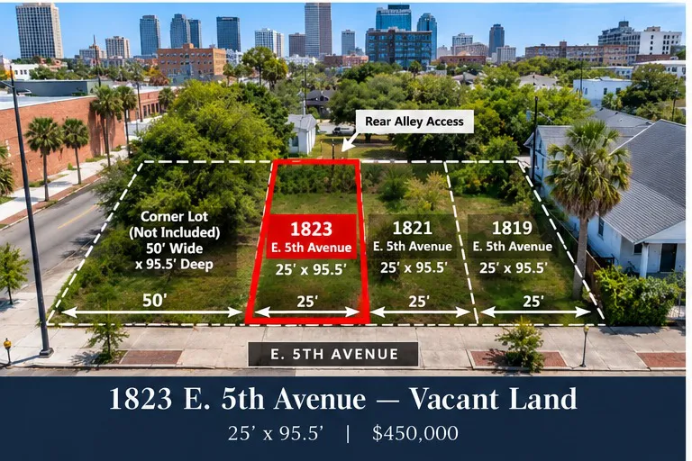 1823 E 5th Avenue parcel outlined in red beside the excluded corner property