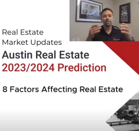 Robert Fischer explaining the latest real estate market updates and real estate predictions for the greater Austin Texas area and more. This image is the cover of one of his market update videos.