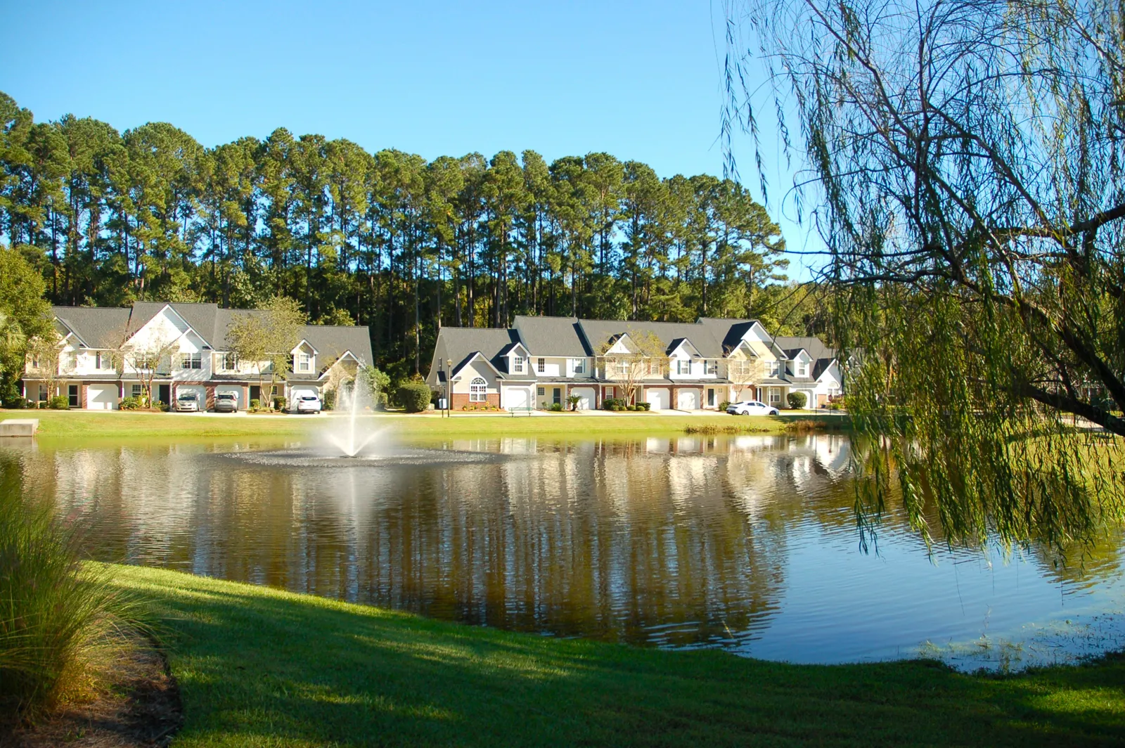 Lagoon next to the community pool at The Townes at Buckwalter in Bluffton SC