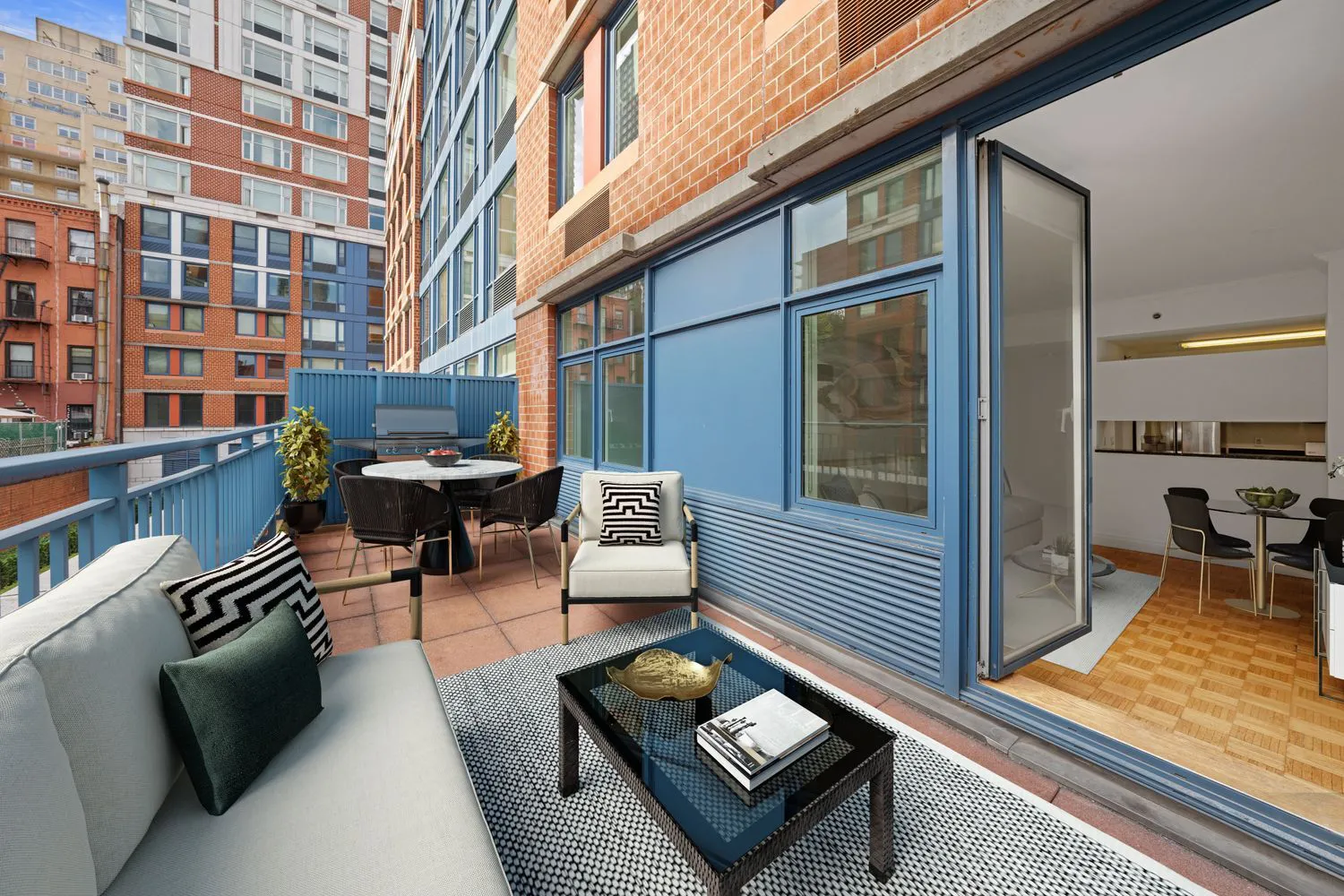 NYC luxury condo with private outdoor terrace and city views
