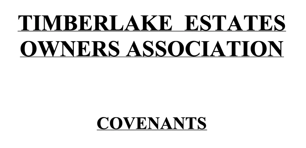 Timberlake Plantation Coovenants