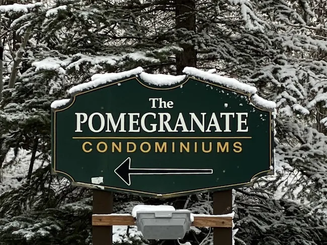 Pomegranate Condo Sign in Aspen