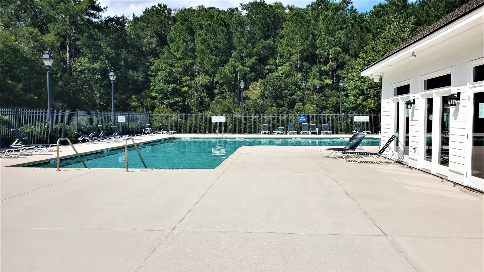 Community swimming pool at Woodbridge's clubhouse in Bluffton, SC