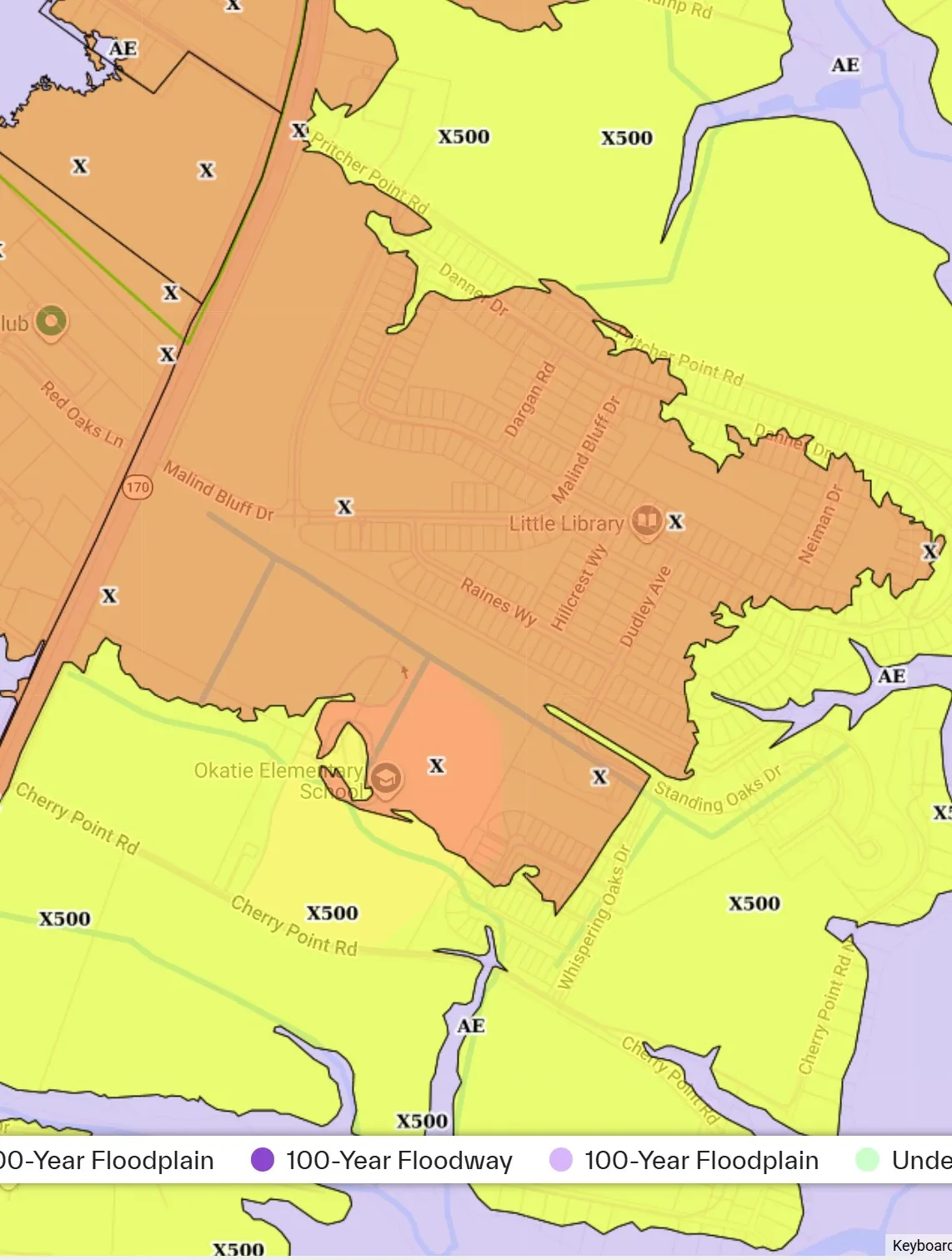 FEMA flood zone map showing Malind Bluff in Bluffton SC in Flood Zone X as of 9-29-26
