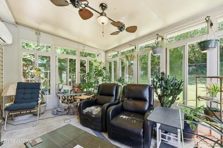 Sunroom overlooking the backyard