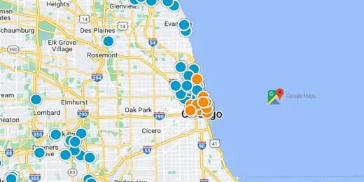 Chicago, South, Southwest, and Western Suburbs Real Estate Map Search