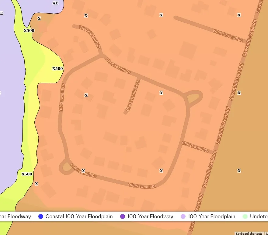 FEMA flood map of Victoria Bluff in Bluffton SC showing Zone X as of 10-15-26