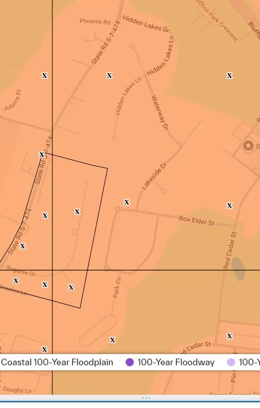 FEMA flood map of Hidden Lakes in Bluffton SC showing Flood Zone X as of October 15, 2026