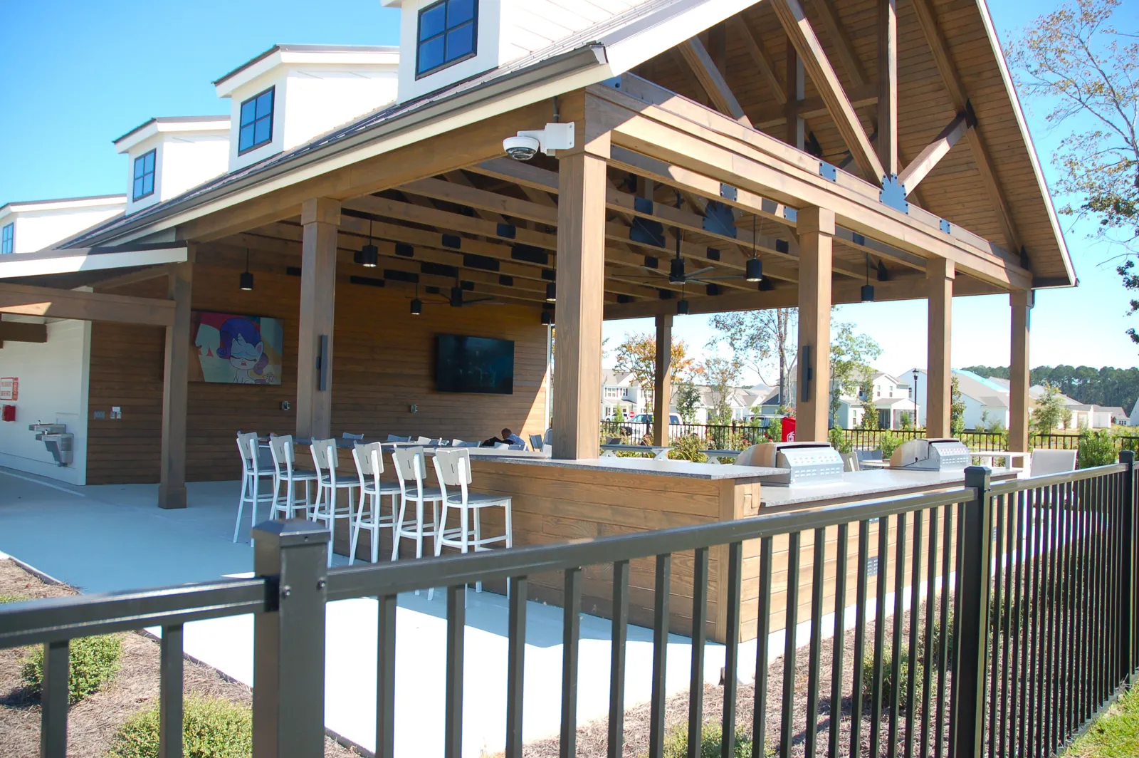 Covered community gathering area at Midpoint at New Riverside in Bluffton SC