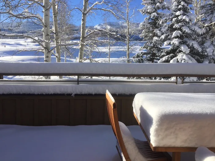 Country Club Villas Balcony in the Winter in Snowmass Village