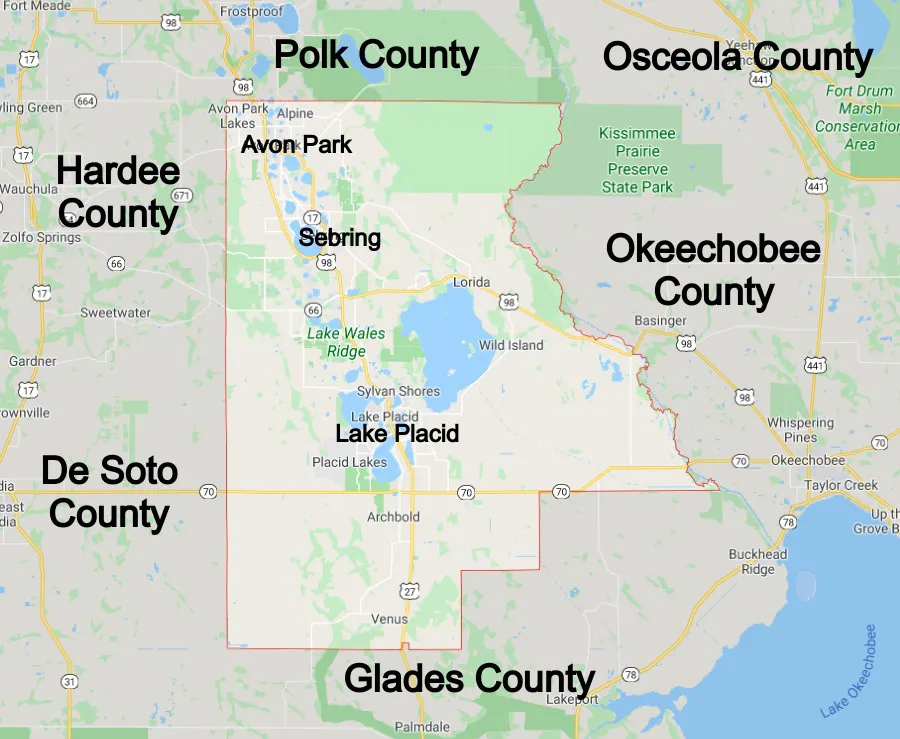 Highlands County Florida Community Map