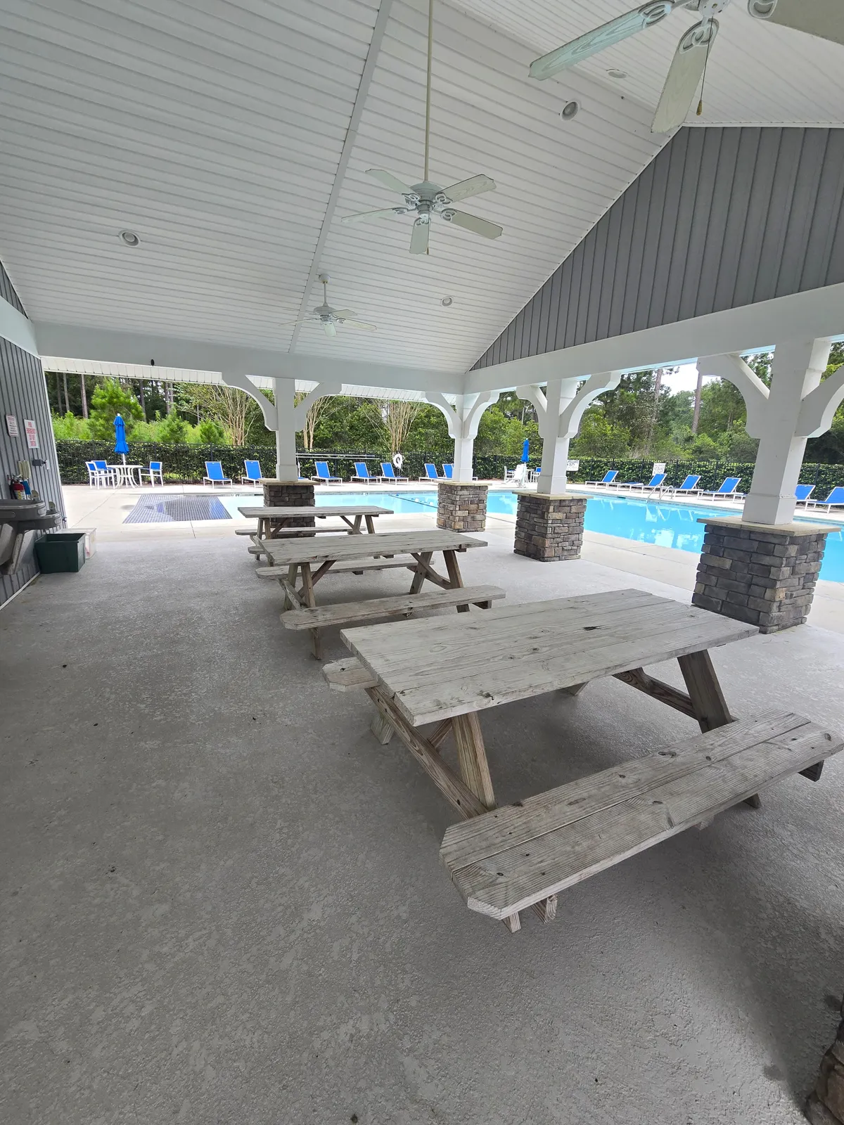 Covered picnic area at the Seagrass Station community pool in Bluffton SC