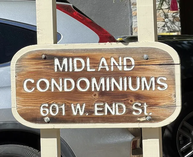 Midland Condominiums Sign in Aspen