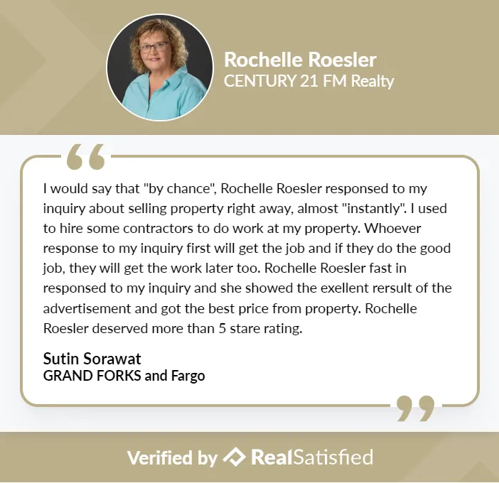 Seller testimonial for Rochelle Roesler Century 21