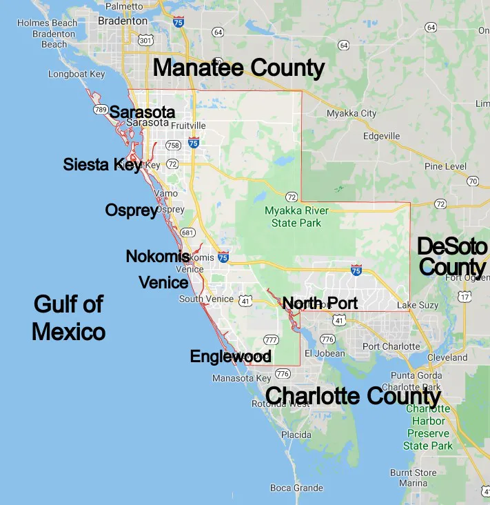 Sarasota County Florida Community Map