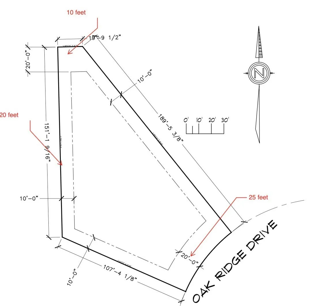 Lot drawing for 220 Oak Ridge Drive