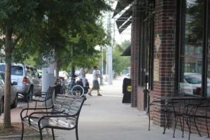 Street scene in Kirkwoods bustling business district