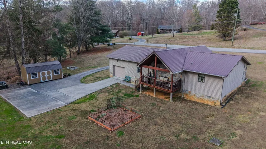 Aerial view of the wooded lot around 224 Lenz Drive