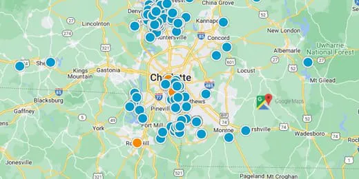 Charlotte, Concord, Kannapolis, Harrisburg, Fort Mill, Rock Hill, and Denver Real Estate Map Search