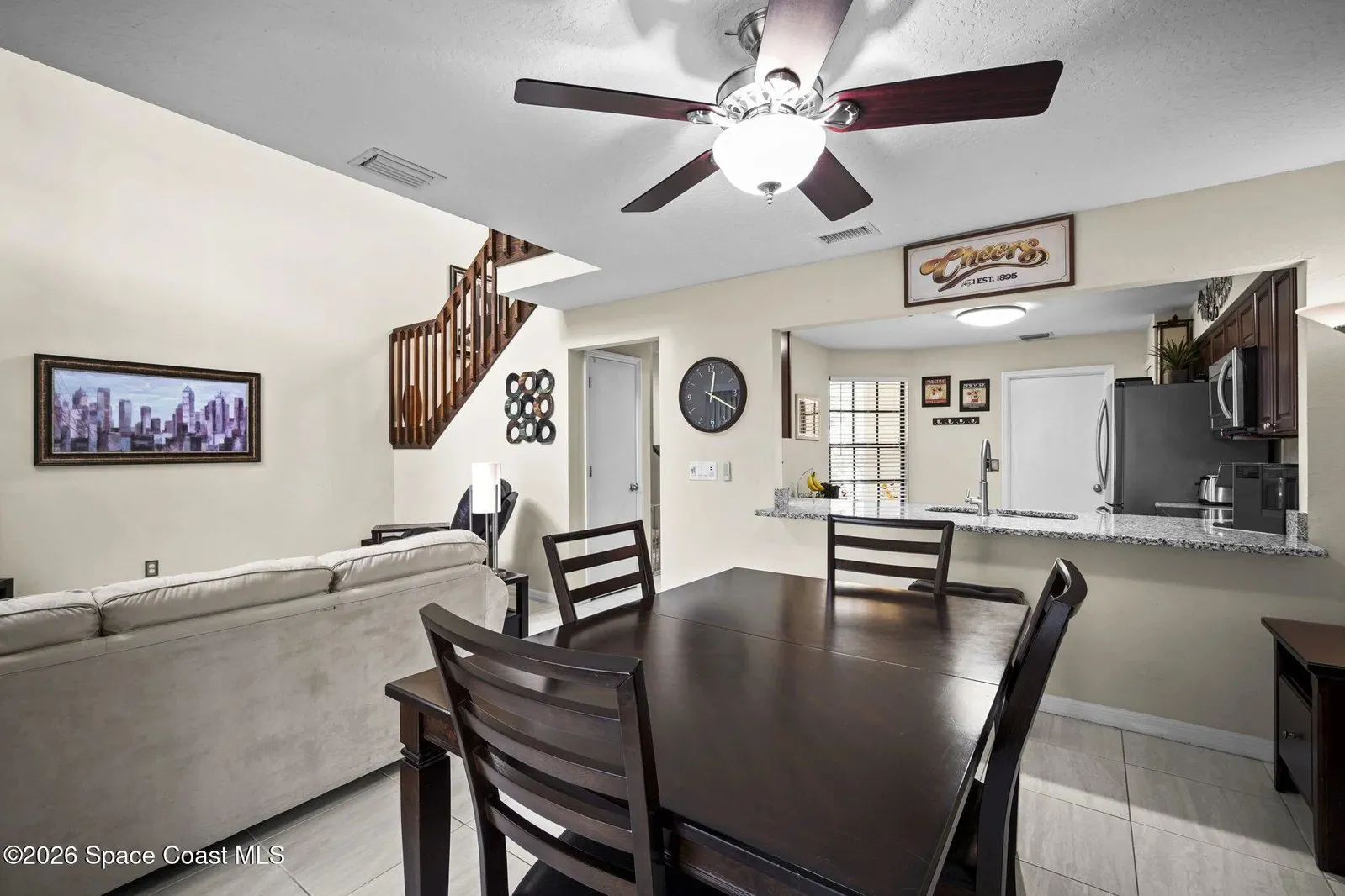 Dining area under vaulted ceilings, 2645 Elliot Way